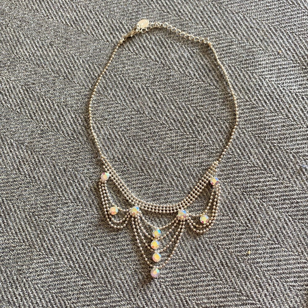 Silver/Diamond Dress Jewelry Necklace Earring Set